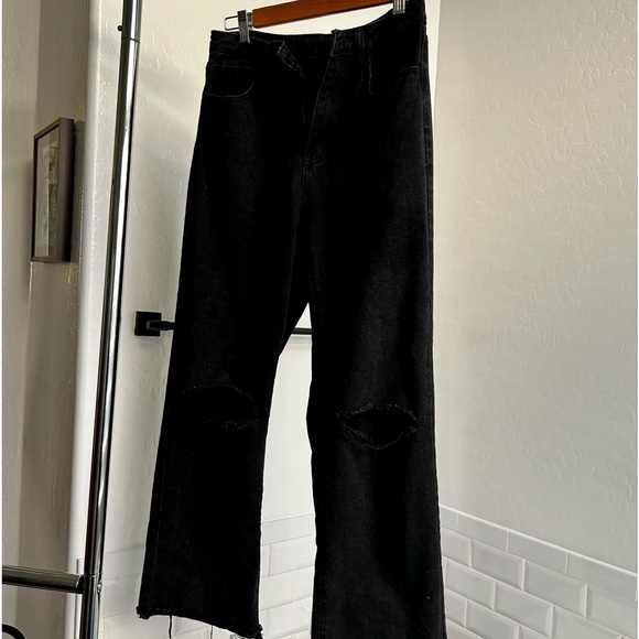 SHEIN Denim - SHEIN black boyfriend distressed jeans